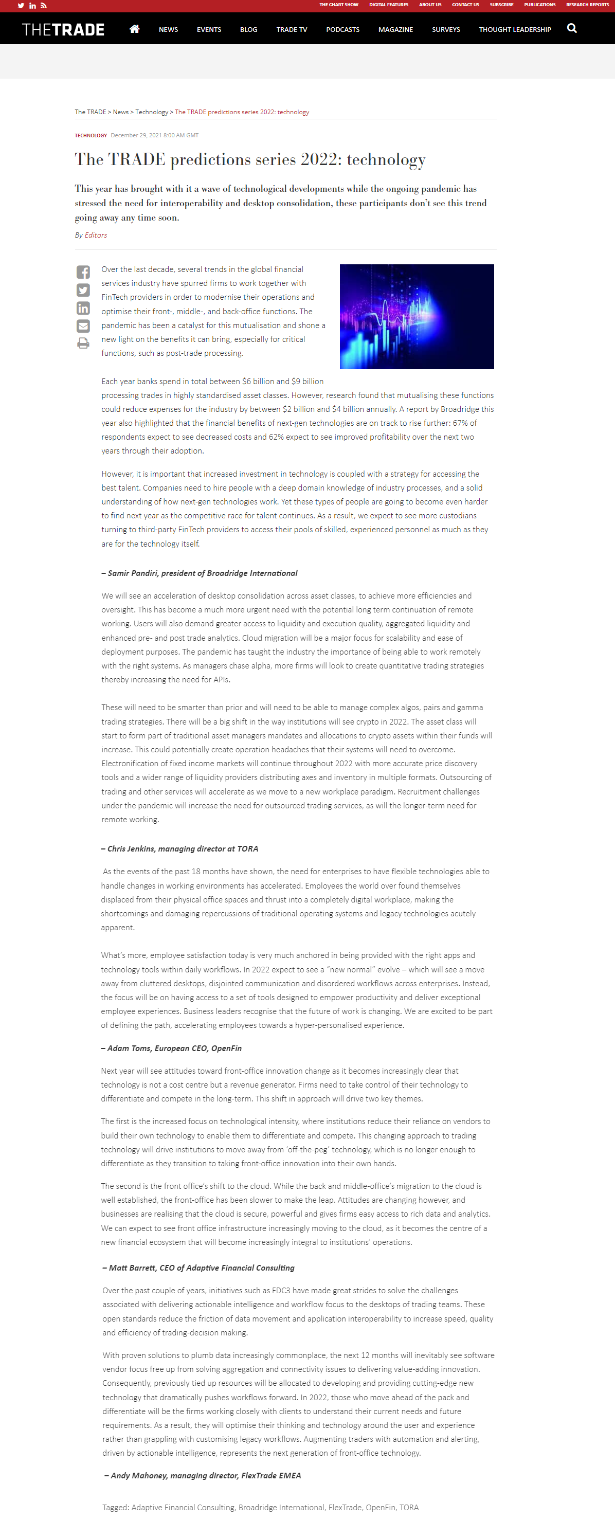 Press Clipping | The TRADE predictions series 2022: technology 1 The TRADE predictions series 2022, technology